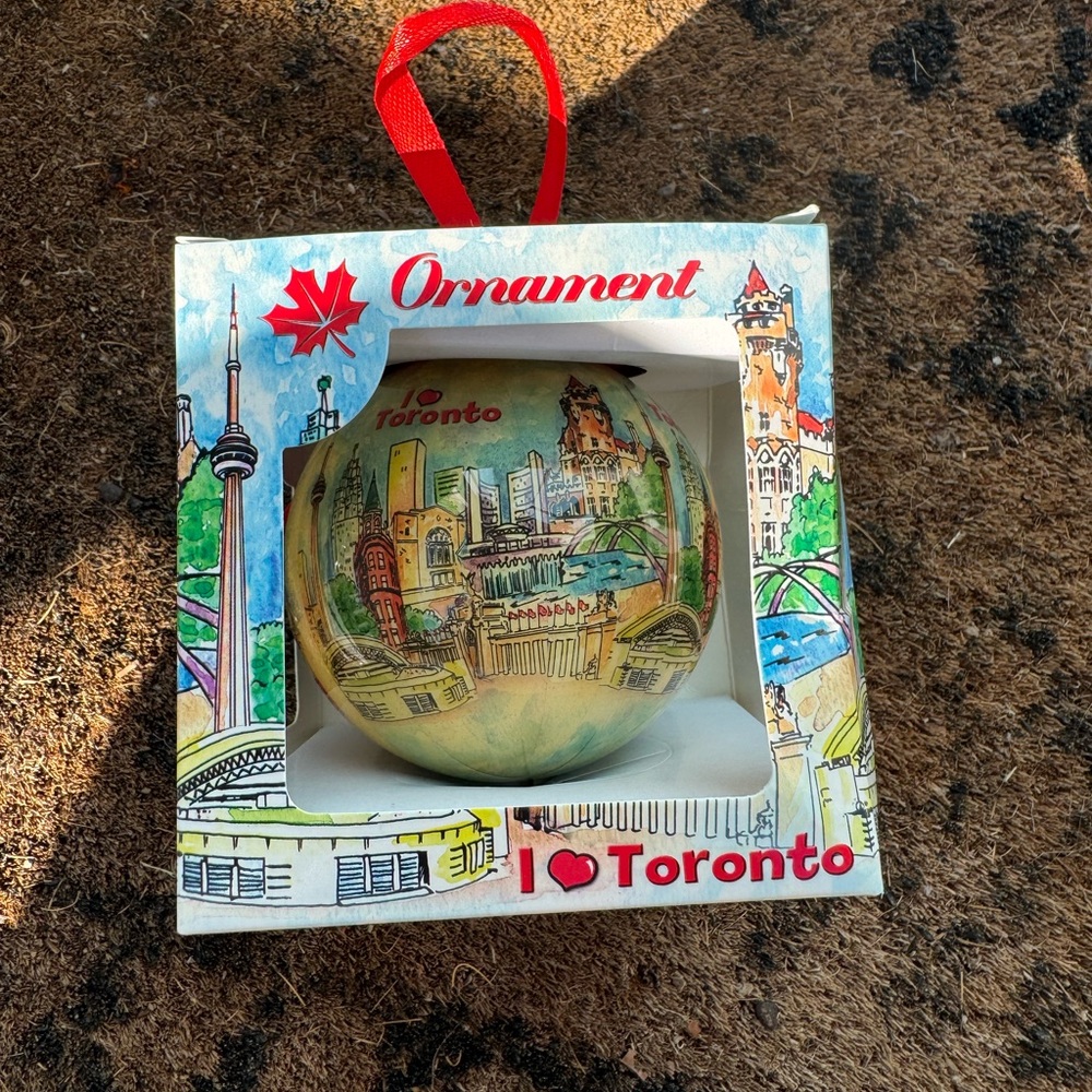 Toronto Souvenir Ornament with Red Ribbon